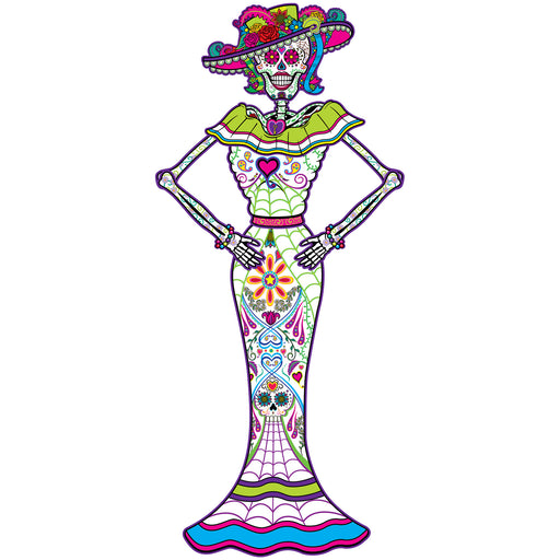 Jointed Day Of The Dead Female Skeleton – 4' – (1/Pkg) by Beistle for Day of the Dead Printed One Side