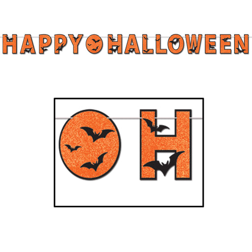 Glittered Happy Halloween Streamer – 8½" x 11' – (1/Pkg) by Beistle for Halloween Streamers