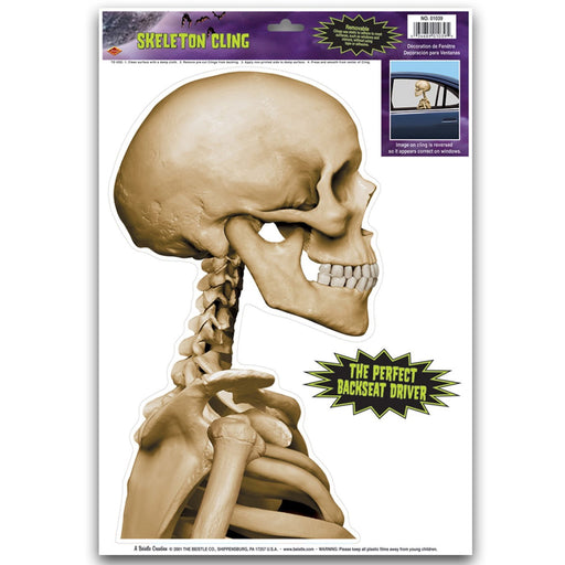 Skeleton Car Cling – 12" x 17" Sh – (1/Sh) by Beistle for Halloween Window Clings