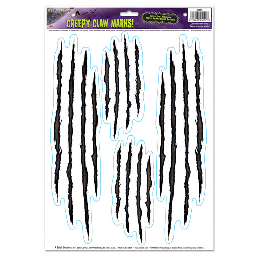 Creepy Claw Marks! Peel 'N Place – 12" x 17" Sh – (4/Sh) by Beistle for Halloween Peel 'N Place