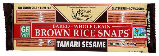EDWARD &amp; SONS: Brown Rice Snaps Tamari Sesame, 3.5 oz