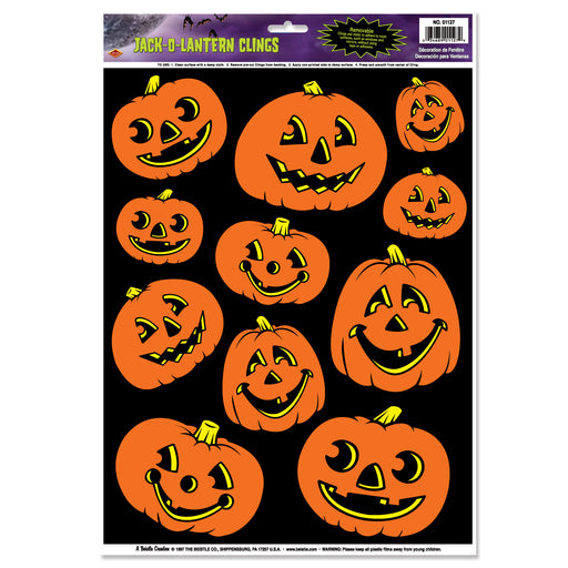 Jack-O-Lantern Clings – 12" x 17" Sh – (11/Sh) by Beistle for Halloween Window Clings