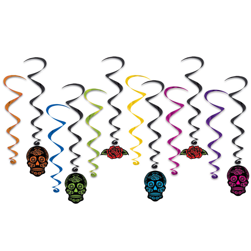 Day Of The Dead Whirls – 17½"-35" – (12/Pkg) by Beistle for Day of the Dead Whirls