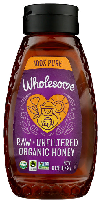 WHOLESOME SWEETENERS: Organic Raw Unfiltered Honey, 16 oz