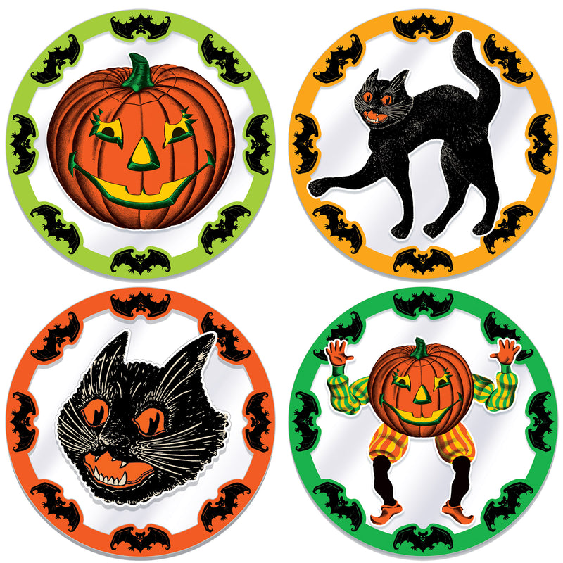 Plastic Vintage Halloween Placemats – 13" – (4/Pkg) by Beistle for Halloween-Vintage Accessories
