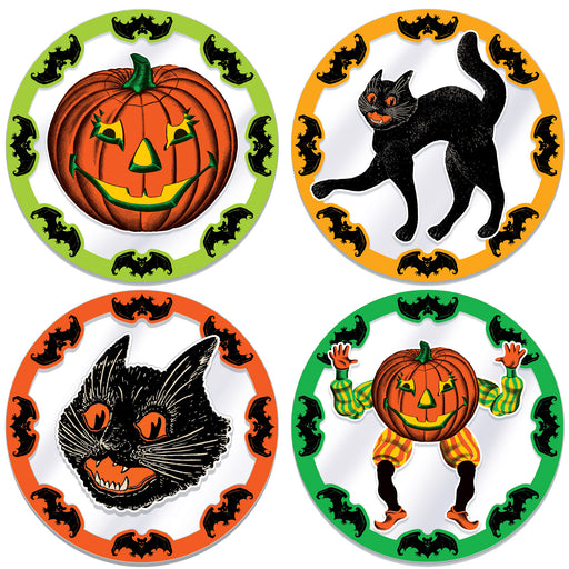 Plastic Vintage Halloween Placemats – 13" – (4/Pkg) by Beistle for Halloween-Vintage Accessories
