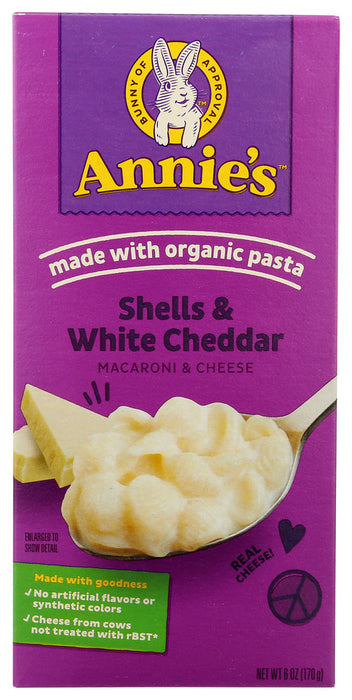 ANNIE'S HOMEGROWN: Shells and White Cheddar, 6 Oz