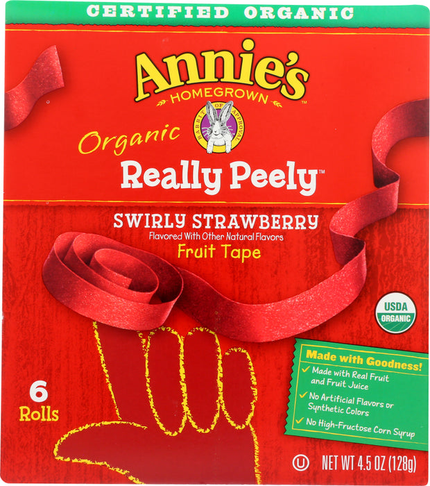 ANNIES HOMEGROWN: Fruit Peely Swrly Strwbry, 4.5 oz