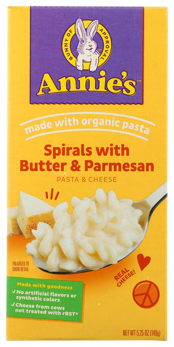 ANNIES HOMEGROWN: Macaroni & Cheese Spirals with Butter & Parmesan, 5.25 oz