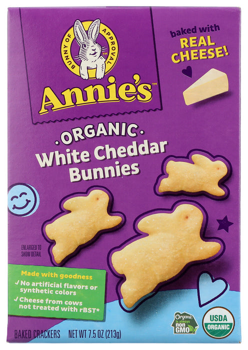 White Cheddar Bunnies
Made with the same real aged white cheddar cheese as used on our beloved Purple Box Mac and Cheese, Annie's White Cheddar Bunnies are simply irresistible. Also available in a 6oz resealable bag at certain retail locations.