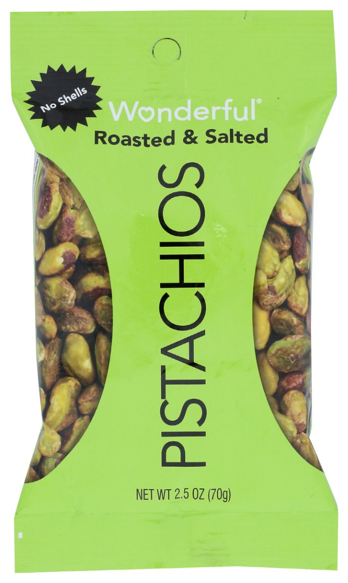 WONDERFUL PISTACHIOS: Roasted and Salted No Shells, 2.5 oz