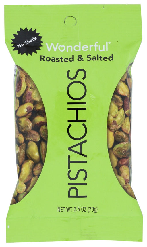WONDERFUL PISTACHIOS: Roasted and Salted No Shells, 2.5 oz