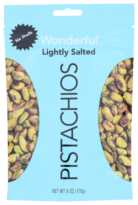 WONDERFUL PISTACHIOS: Lightly Salted Pistachios No Shells, 6 oz