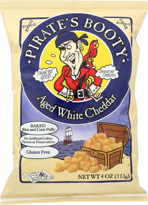PIRATE'S BOOTY: Baked Rice and Corn Puffs Aged White Cheddar, 4 oz