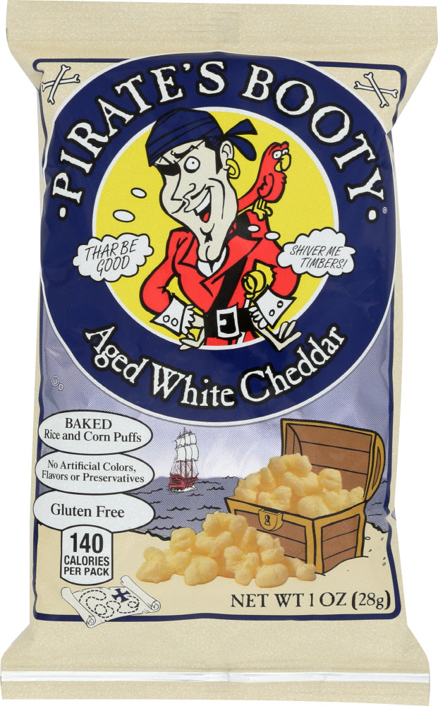PIRATE BRANDS: Aged White Cheddar Rice and Corn Puffs, 1 oz