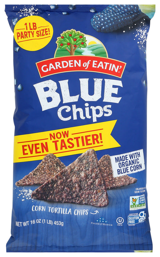 GARDEN OF EATIN: Blue Tortilla Chips Party Size, 16 oz - No Brand For Less 