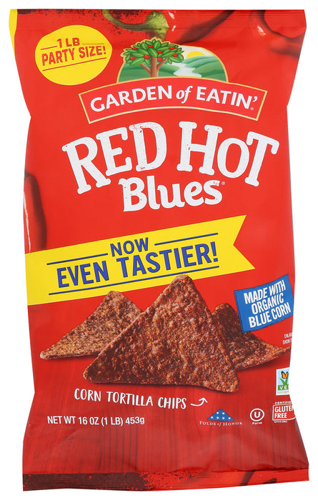GARDEN OF EATIN: Red Hot Blues Tortilla Chips, 16 oz