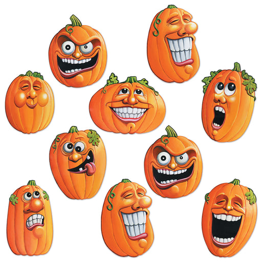 Mini Wacky Jack-O-Lantern Cutouts – 4" – (10/Pkg) by Beistle for Halloween Printed