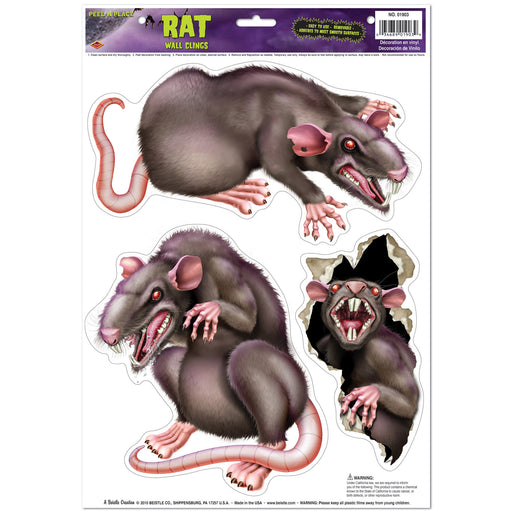 Rats Peel 'N Place – 12" x 17" Sh – (3/Sh) by Beistle for Halloween Peel 'N Place