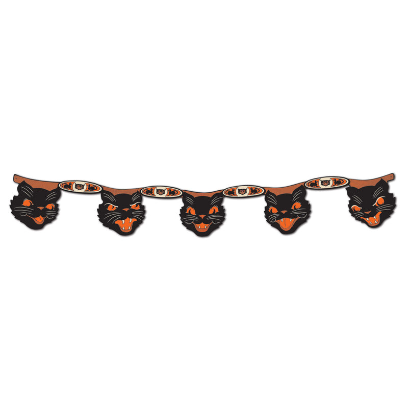 Vintage Halloween Jointed Cat Streamer – 7½" x 4' – (1/Pkg) by Beistle for Halloween-Vintage Jointed Streamers