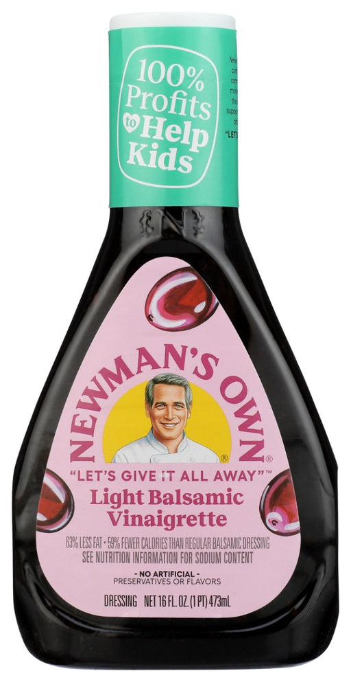 Lighten up! Our gluten free Light Balsamic dressing is full of flavor with no artificial preservatives or flavors.
Newman's Own takes the dark, tangy goodness of a traditional balsamic dressing, but contains 63% less fat and 59% fewer calories than the regular version.