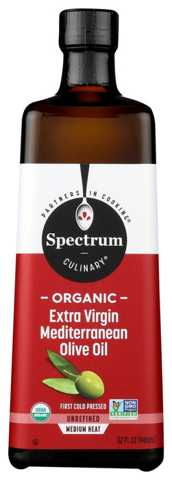 Spectrum Organic Extra Virgin Mediterranean Olive Oil is sourced from hand-selected olives grown along the southern shore of the Mediterranean. Rich in heart-healthy Omega-3 fatty acids plus antioxidants, it lends a delicate flavor to light frying, saut&eacute;ing, and baking. Or enjoy it simply &ndash; drizzled over crisp, fresh salad greens with a squeeze of fresh lemon juice.