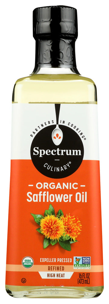 For All Purpose Cooking &amp; Broiling
Spectrum® High Heat Refined Organic Safflower Oil, providing monounsaturated fats, is an organic oil offering a light, neutral taste; best for high-heat sauts and fried dishes.