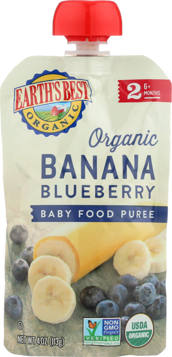 EARTHS BEST: Banana Blueberry Baby Food Puree, 4 oz