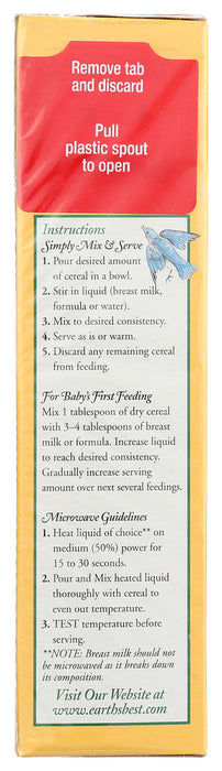 Earth's Best Organic Whole Grain Oatmeal Cereal, 8 oz