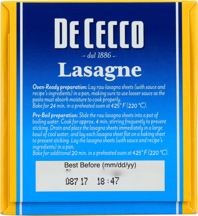 DE CECCO: Lasagne Pasta, 16 oz
