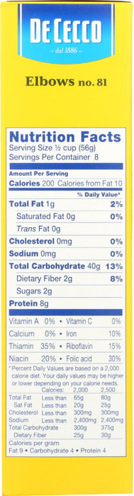 DE CECCO: Pasta Elbows, 16 oz