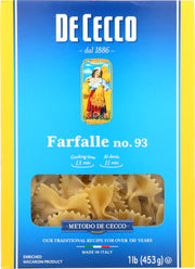 DE CECCO: Pasta Farfalle, 16 oz - No Brand For Less