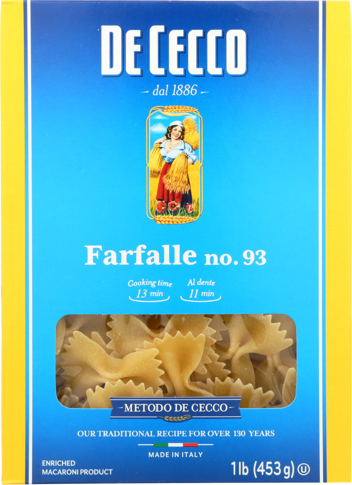 DE CECCO: Pasta Farfalle, 16 oz - No Brand For Less