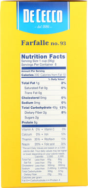 DE CECCO: Pasta Farfalle, 16 oz - No Brand For Less