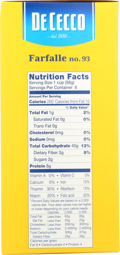 DE CECCO: Pasta Farfalle, 16 oz - No Brand For Less 