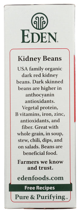 EDEN FOODS: Organic Dark Red Kidney Beans, 16 oz