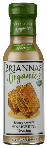 BRIANNAS Fine Salad Dressings grew out of a desire to create a superior product with family pride and consistent high quality.
Organic Honey Ginger Vinaigrette is a blend of oil and vinegar, U.S. Grade A Honey, and ginger. It's an exceptional blend of honey and ginger that results in a not-too-sweet organic dressing that's superb on fruit, vegetables or green salads.