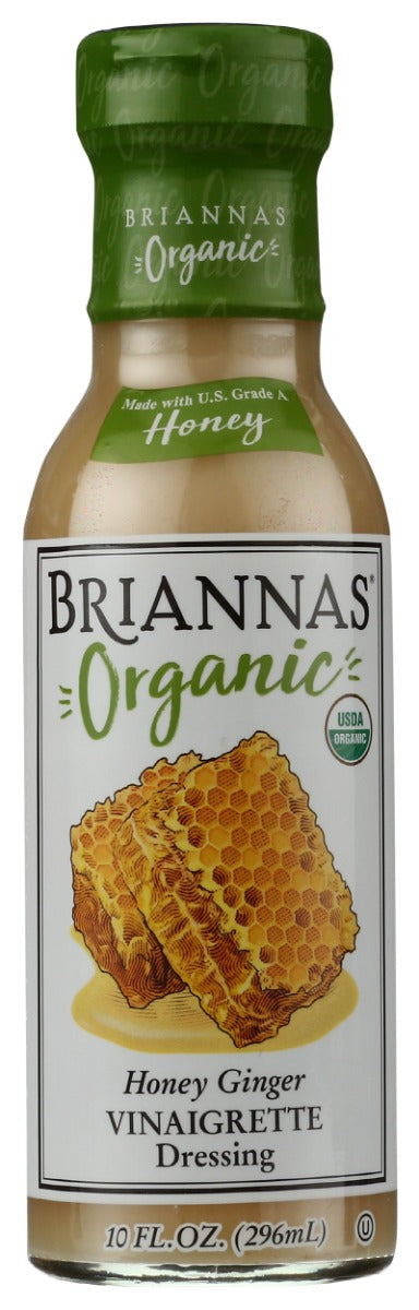 BRIANNAS Fine Salad Dressings grew out of a desire to create a superior product with family pride and consistent high quality.
Organic Honey Ginger Vinaigrette is a blend of oil and vinegar, U.S. Grade A Honey, and ginger. It's an exceptional blend of honey and ginger that results in a not-too-sweet organic dressing that's superb on fruit, vegetables or green salads.