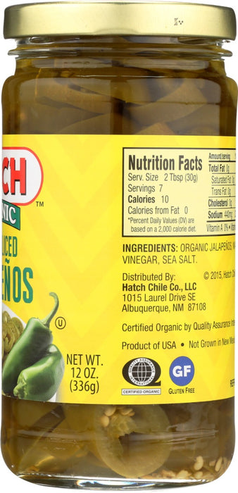 HATCH: Organic Nacho Sliced Jalapenos, 12 oz
