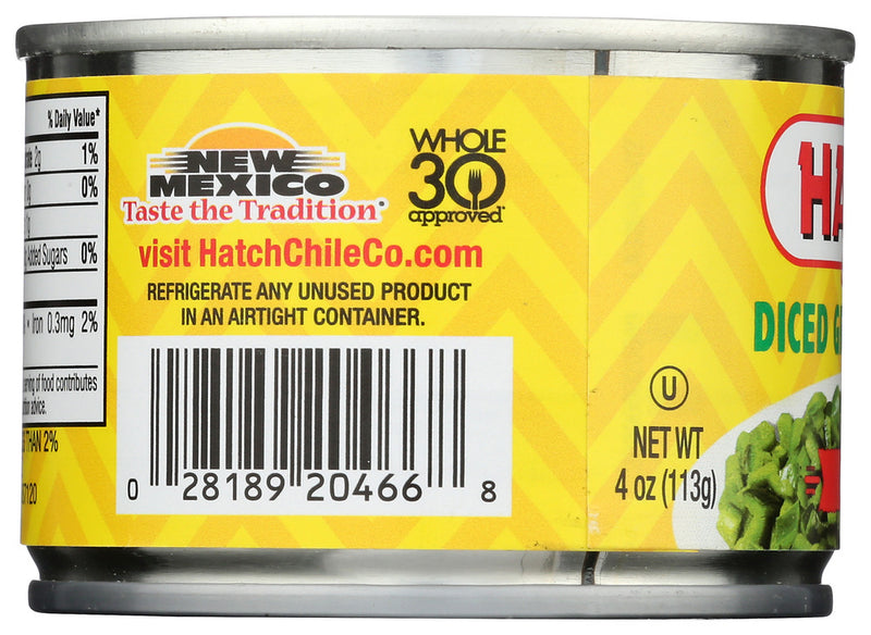 HATCH: Diced Hot Green Chilies, 4 oz
