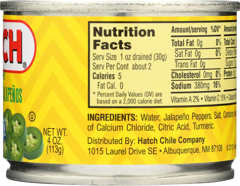 HATCH: Nacho Sliced Jalapenos, 4 oz