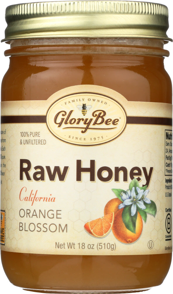 GLORY BEE: Raw Orange Blossom Honey Jar, 18 oz - No Brand For Less