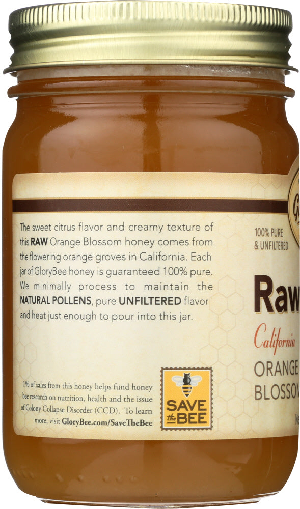 GLORY BEE: Raw Orange Blossom Honey Jar, 18 oz - No Brand For Less