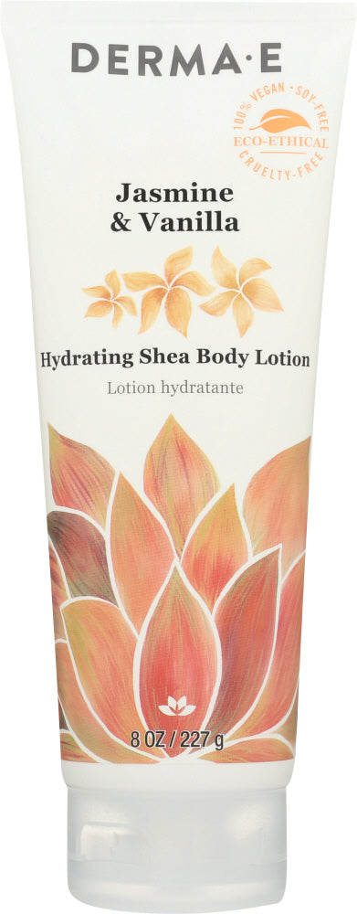 DERMA E: Jasmine & Vanilla Hydrating Shea Body Lotion, 8 oz - No Brand For Less 
