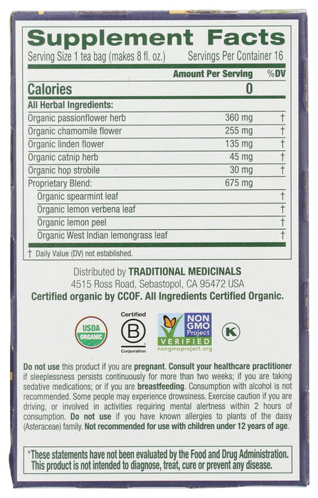 TRADITIONAL MEDICINALS: Organic Nighty Night Tea, 16 bg