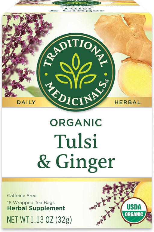 Our Tulsi &amp; Ginger tea supports a healthy response to stress.* Grown in the sunny fields of India, which we blend with ginger for its digestive benefits.