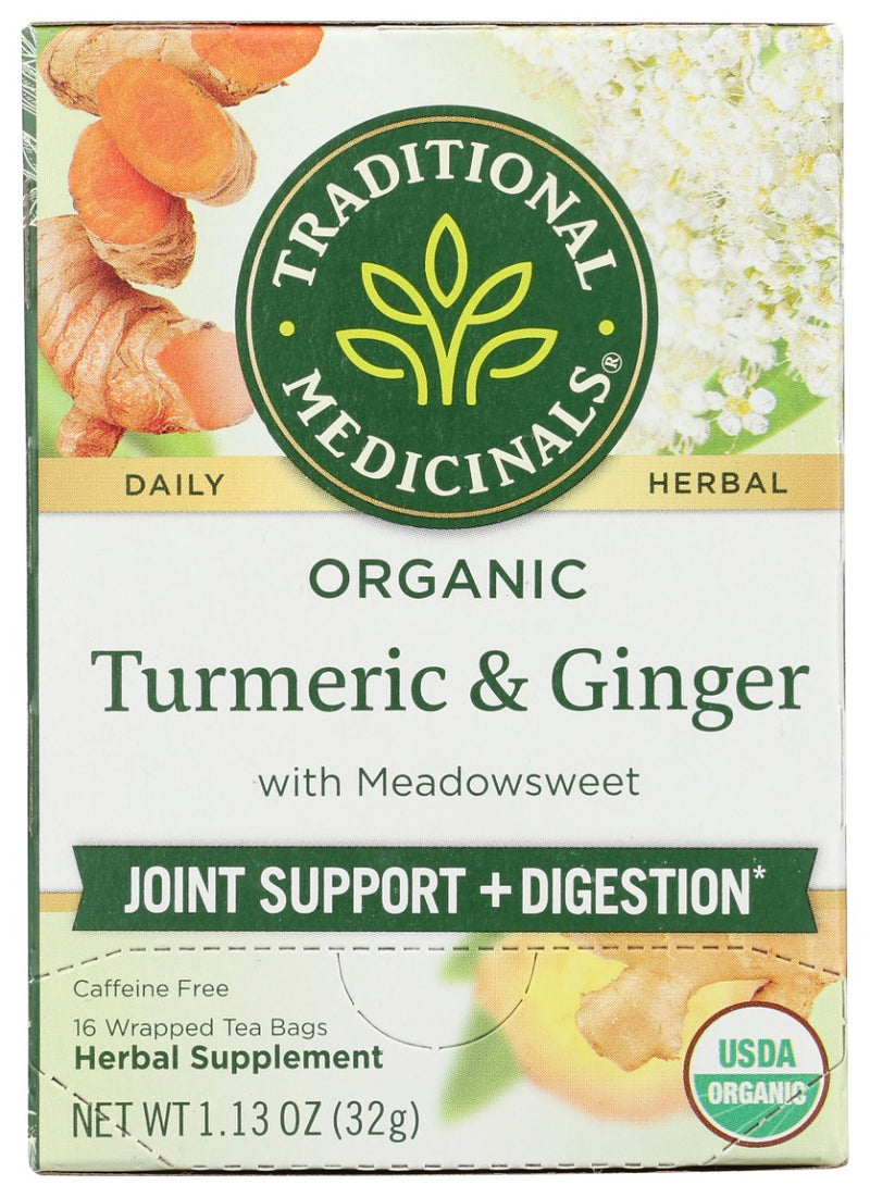 TRADITIONAL MEDICINALS: Organic Turmeric With Meadowsweet and Ginger Tea, 16 bg
