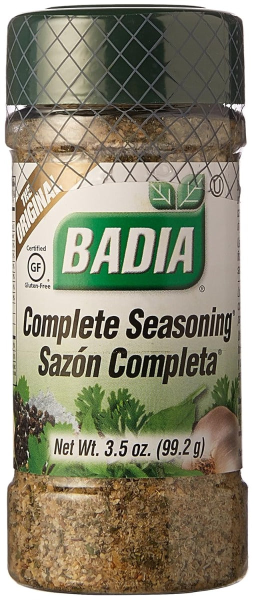 Badía's Complete Seasoning® is the perfect combination of ingredients and spices, prepared to enhance the natural flavor of your favorite food. Use it on all kinds of meats, poultry and fish, and sprinkle it on soups, salads, sauces and vegetables.