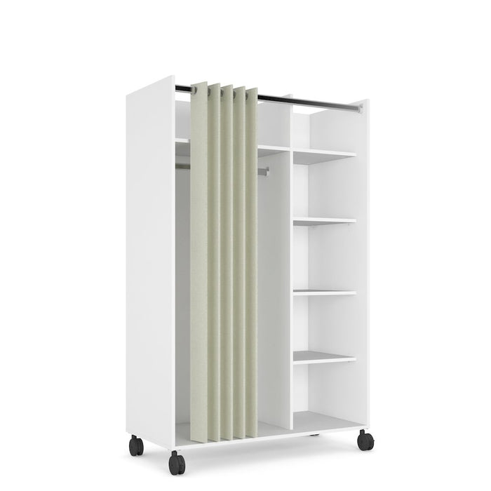 Lola Mobile Wardrobe with Curtain, White/Natural Fabric