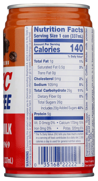 UCC: Ready to Drink Original Blend Coffee with Milk, 11.3 fl oz